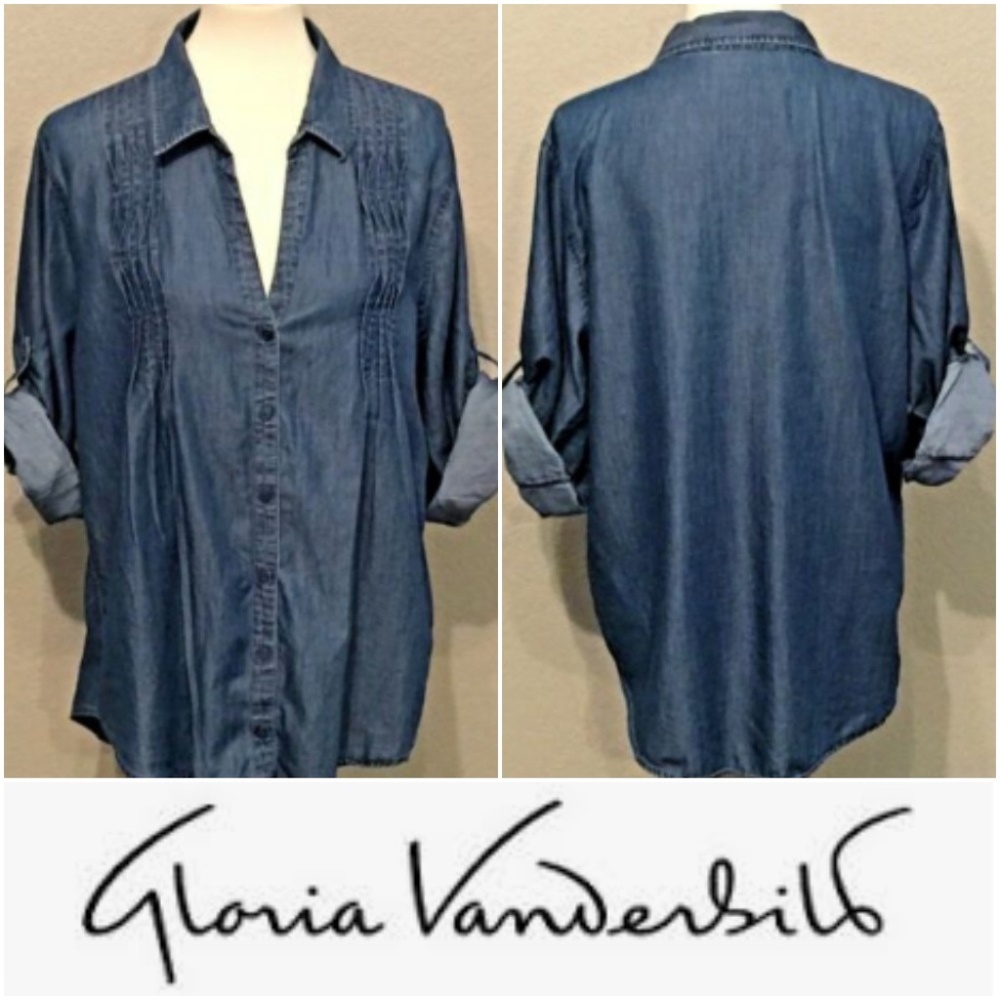 Gloria Vanderbilt XL Giselle Denim Top Chambray